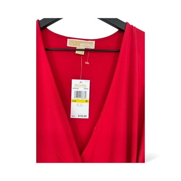 Michael Kors Red Wrap Midi Dress with Ring Detail Size M - Picture 4 of 4